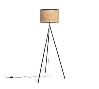 LEDKIA LIGHTING - Lampadaire Rotin Huela | Design Élégant et Unique | Compatible Ampoules E27 | Hauteur 145 cm | Usage Intérieur Varié | Métal, Rotin, Textile, Naturel