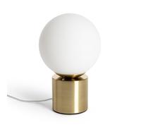 LEDKIA LIGHTING - Lampe à Poser Atenas | Métal et Verre | Compatible Ampoules E27 | Éclairage Personnalisé | Cylindrique avec Abat-jour Opale | Pour Salon et Chambre, Doré