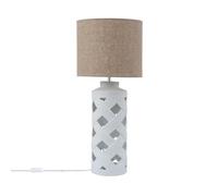 LEDKIA LIGHTING - Lampe à Poser Céramique et Tissu Makalu | Compatible Ampoule E27 Jusqu'à 40W | Design Moderne et Élégant pour Salon, Chambre, Cuisine | 70cm x Ø35cm, Blanc