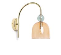 LEDKIA LIGHTING Lampe Murale Métal et Verre Baudelaire Ambre/Vert | Design Vintage | Ampoule E14 Non Incluse | Métal et Verre | Éclairage Variable