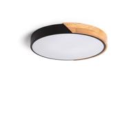 LEDKIA LIGHTING - Plafonnier LED Rond 24W | CCT Sélectionnable 2700-6500K | Métal et Bois, Noir, Ø418 mm