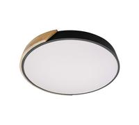 LEDKIA LIGHTING - Plafonnier LED Rond Bois 36W | CCT Sélectionnable 2700-6500K | Éclairage 3000lm | Installation Facile | Pour Chambre, Salon, Cuisine, Ø500mm, Noir, Métal