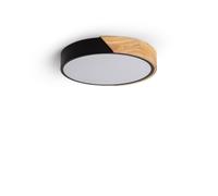 LEDKIA LIGHTING Plafonnier LED Rond Bois et Aluminium 18W CCT Sélectionnable Semi-Dari Ø320 mm pour chambre, salon, cuisine Noir