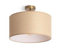 LEDKIA LIGHTING - Plafonnier Métal et Tissu Quitón | Éclairage Vintage Élégant | Compatible Ampoules E27 | Finition Métal Doré Satiné | Ambiance Personnalisable, Beige