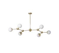LEDKIA LIGHTING - Plafonnier Moonlight 6 Spots | Métal et Verre | Compatible Ampoules G9 | Design Élégant pour Intérieur | Idéal pour Salle à Manger, Salon, Bureau, Doré,