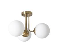 TechBrey Plafonnier Métal et Verre Moonlight Brass 3 Spots Blanc Blanc G