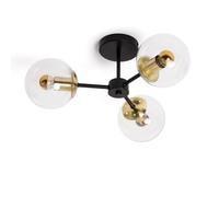 LEDKIA LIGHTING - Plafonnier Métal et Verre Wassily Gold 3 Spots | Compatible Ampoules E27 | Style Moderne | Diamètre 545 mm | Utilisation Intérieure, Noir, Métal