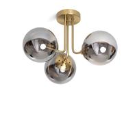 LEDKIA LIGHTING - Plafonnier Moonlight 3 Spots | Métal et Verre | E27 Base, Ampoules Non Incluses | IP20 Intérieur | Design Moderne et Épuré, Gris Fumée