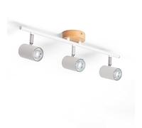LEDKIA LIGHTING Plafonnier Orientable Bois 3 Spots Olmo pour chambre, salon, cuisine Blanc