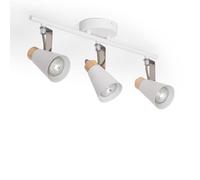 LEDKIA LIGHTING - Plafonnier Orientable Métal et Bois Mara | 3 Spots GU10 | Éclairage Intérieur Salon, Chambre, Cuisine | Design Élégant | Rotatif, Blanc