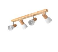 LEDKIA LIGHTING - Plafonnier Tautau 4 Spots | Design Métal & Bois | Compatible Ampoules LED E14 | Intérieur IP20 | Style Rétro Pour Maison & Entreprise, Blanc