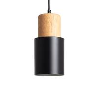 LEDKIA LIGHTING - Suspension Kidonge | Bois et Métal | Ampoule E27 220-240V AC | Design Moderne et Décontracté | Ø100 mm, Noir