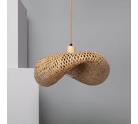 LEDKIA LIGHTING - Suspension Bambou Kathu Karatasi | Abat-jour en Tissage Bambou | Pour Ampoules LED E27 | Câble Ajustable | Usage Intérieur, Camel