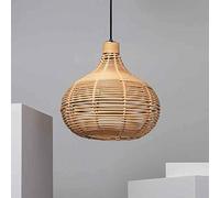 LEDKIA LIGHTING - Suspension Bambou Yantai | Design Boho-Chic | Compatible Ampoule LED E27 | Rotin Naturel | Pour Intérieur: Maison, Bureau, Restaurant, Café
