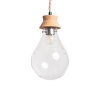 LEDKIA LIGHTING - Suspension Bois et Verre Kathu | Design Élégant | Ampoule E27 220-240V AC Non Incluse | Câble Réglable | Pour Intérieur Maison ou Bureau, Naturel