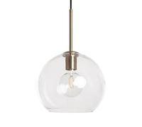 LEDKIA LIGHTING - Suspension Crystal Ona | Abat-jour Sphérique en Verre Transparent | Support Métallique Doré | Compatible Ampoule E27 Non Incluse | Pour Intérieur Moderne