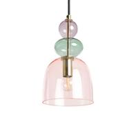 LEDKIA LIGHTING Suspension Métal et Verre Baudelaire Rose | Design Vintage Élégant | Compatible Ampoules LED E14 | Câble Réglable | Usage Polyvalent