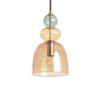 LEDKIA LIGHTING Suspension Métal et Verre Baudelaire Rouge | Design Vintage Élégant | Compatible Ampoules LED E14 | Longueur Réglable | Pour Maison et Entreprise