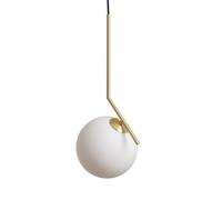 LEDKIA LIGHTING Suspension Métal et Verre Moonlight Doré | Design Art Déco | Compatible Ampoule E14 | Intérieur IP20 | Aluminium et Verre | Câble Réglable