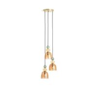 LEDKIA LIGHTING Suspension Métal et Verre Tri Baudelaire Rouge | Abat-jour rose avec détails dorés | Culot E14 | Ampoule non incluse | Câble réglable | Style vintage et sophistiqué
