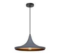 LEDKIA LIGHTING - Suspension Métal Presley | Design Inspiré du Chapeau Japonais | Compatible Ampoules E27 | Aluminium Léger et Résistant | Câble Réglable, Gris, Aluminium