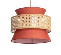 LEDKIA LIGHTING Suspension Rotin et Tissu Chulu Terre cuite E27