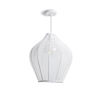 LEDKIA LIGHTING - Suspension Yara en Métal et Tissu | Ø400 mm | Éclairage Intérieur 60W | IP20 | Design Bohème et Indien | Ampoule E27 Non Incluse, Blanc