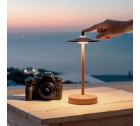 Lampe À Poser Led Portable Extérieure Métal Avec Batterie Rechargeable Milevani Brun