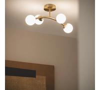 LEDKIA LIGHTING Plafonnier 4 Spots Métal et Verre Moonlight Brass Ovo pour chambre, salon, cuisine Doré