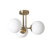 Plafonnier Métal et Verre Moonlight Brass 3 Spots Blanc