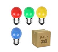 LEDKIA Pack 20 Ampoules LED E27 3W 300 lm G45 4 Couleurs Multicolore