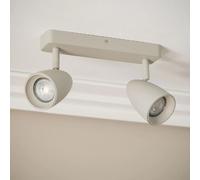Ledkia Plafonnier Aluminium Rectangulaire Adrien 2 Spots Gris Pierre
