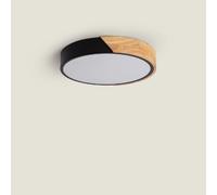 LEDKIA LIGHTING - Plafonnier LED Rond 18W | CCT Sélectionnable 2700-6500K | Éclairage Économique 1600lm | Installation Facile | Bois et Métal, Vert, Ø320mm