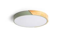 LEDKIA Plafonnier LED Rond Bois et Aluminium 24W CCT Sélectionnable Semi-Da | 1800 lm, Diamètre 41,8 cm, Lumière Chaude-Neutre-Froide, Salon et Chambre