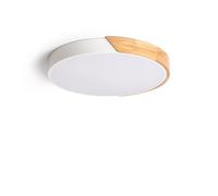LEDKIA Plafonnier LED Rond Bois et Aluminium 24W CCT Sélectionnable Semi-Da | CCT Sélectionnable 2700-6500K | Éclairage 1800lm | Installation Facile | Idéal pour Chambre, Salon, Cuisine | Ø418 mm