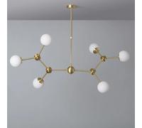 LEDKIA LIGHTING - Plafonnier Moonlight 6 Spots | Métal et Verre | Compatible Ampoules G9 | Design Élégant pour Intérieur | Idéal pour Salle à Manger, Salon, Bureau, Doré,