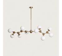 Ledkia Plafonnier Métal et Verre Moonlight Brass Large 10 Spots Doré