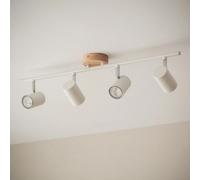Ledkia Plafonnier Orientable Bois 4 Spots Olmo Blanc