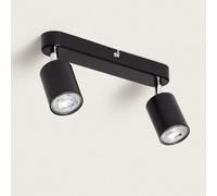 Ledkia Plafonnier Orientable Métal 2 Spots Albus Black Large Noir