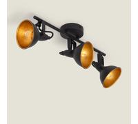 Ledkia Plafonnier Orientable Métal 3 Spots Noir Emer Noir