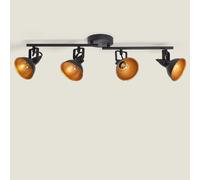 Ledkia Plafonnier Orientable Métal 4 Spots Noir Emer Noir