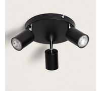 Ledkia Plafonnier Orientable Rond Métal 3 Spots Albus Black Noir