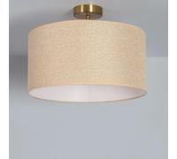 LEDKIA LIGHTING Plafonnier Métal et Tissu Quitón Beige | Éclairage Vintage Élégant | Compatible Ampoules E27 | Finition Métal Doré Satiné | Ambiance Personnalisable