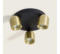 Plafonnier Rond Orientable Aluminium 3 Spots Caleb Doré