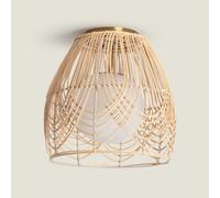 LEDKIA LIGHTING Plafonnier Rotin et Verre Bagrat pour chambre, salon, cuisine Naturel