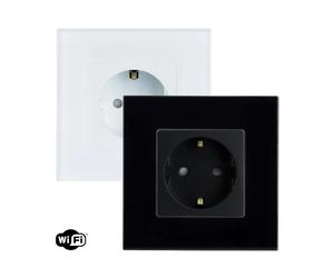Ledkia Prise Type F Schuko Wifi avec Plaque Crystal - Blanc