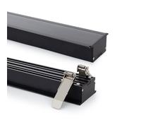 Ledkia Profilé Aluminium Encastré XL pour Rubans LED jusqu'à 40mm Noir 2 m Noir