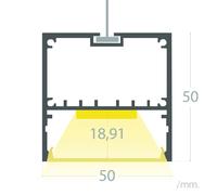 Ledkia Profilé Aluminium Suspendu XL 50x50 pour Rubans LED jusqu'à 45 mm Aluminium 2 m