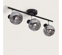 LEDKIA LIGHTING Plafonnier Orientable Métal et Verre 3 Spots Romsy pour chambre, salon, cuisine Gris