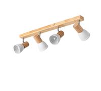 LEDKIA LIGHTING - Plafonnier Tautau 4 Spots | Design Métal & Bois | Compatible Ampoules LED E14 | Intérieur IP20 | Style Rétro Pour Maison & Entreprise, Blanc
